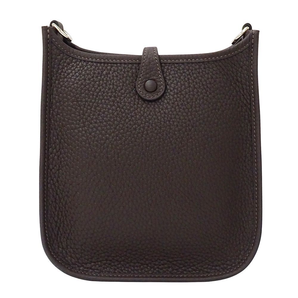 Hermes Shoulder Bag Evelyne TPM Taurillon Clemence Dark Brown Silver Small — view 2