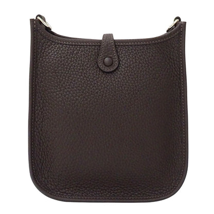 Hermes Shoulder Bag Evelyne TPM Taurillon Clemence Dark Brown Silver Small — view 2