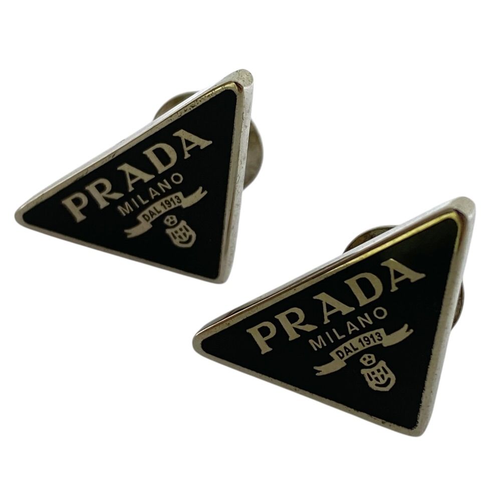 Prada Earrings Triangle Logo Silver Mode