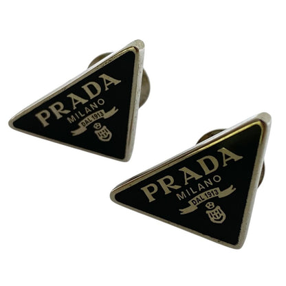 Prada Earrings Triangle Logo Silver Mode