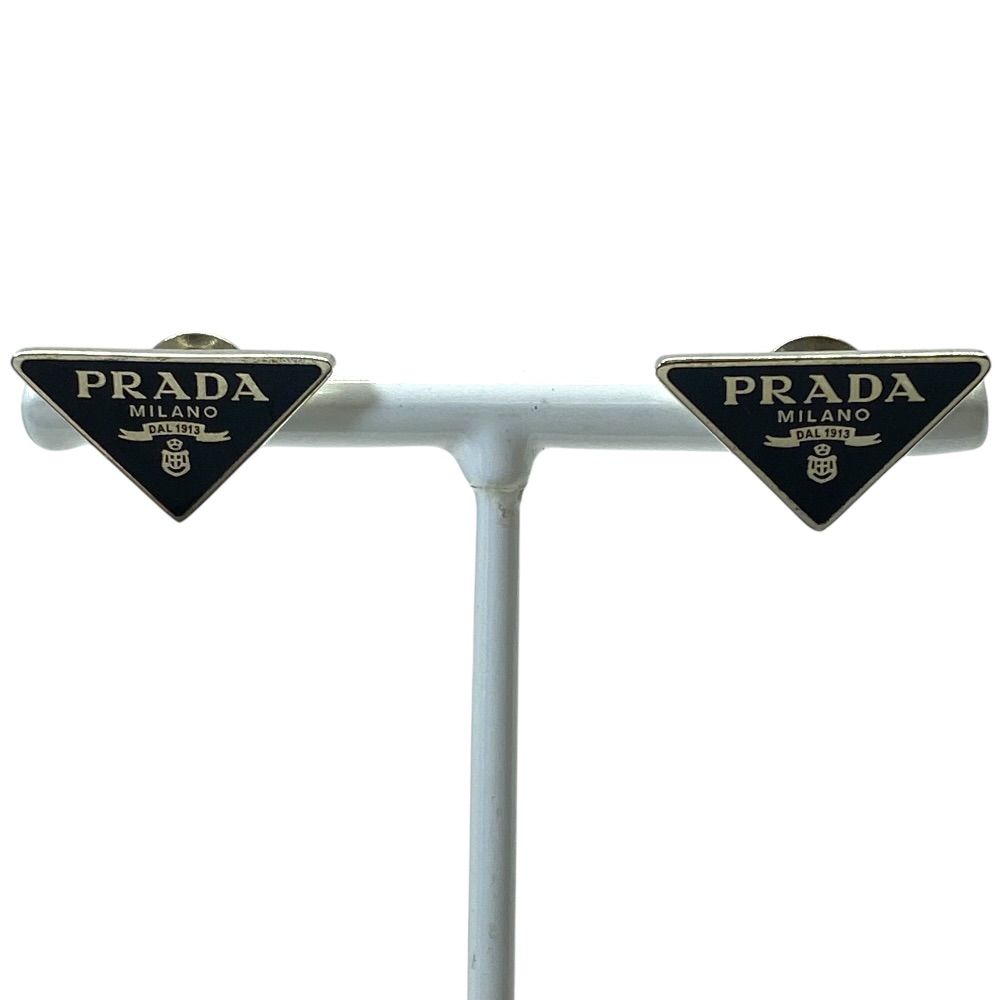 Prada Earrings Triangle Logo Silver Mode — view 3