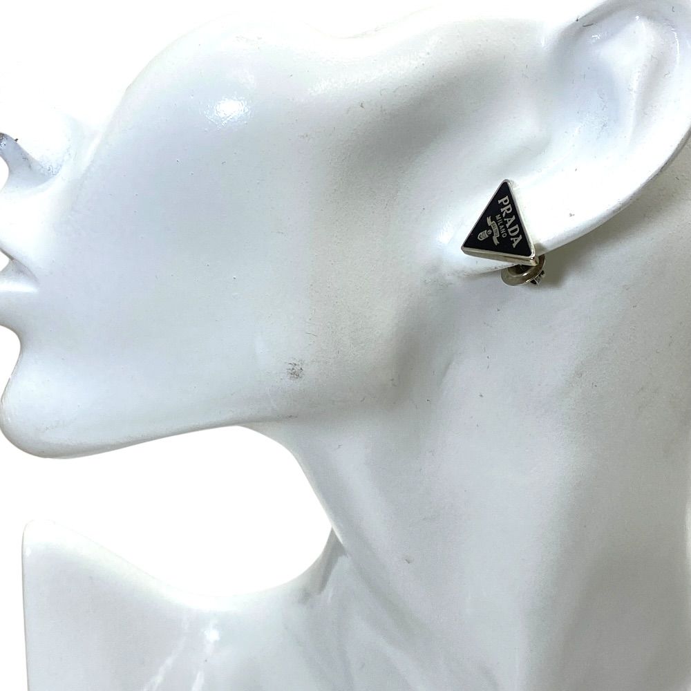 Prada Earrings Triangle Logo Silver Mode — view 9