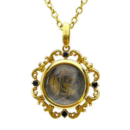 Dolce & Gabbana DG Mariamochi Necklace 750 18k Black Diamond Gold Gorgeous