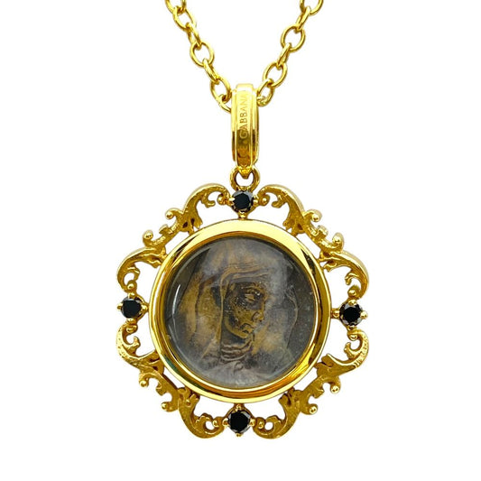 Dolce & Gabbana DG Mariamochi Necklace 750 18k Black Diamond Gold Gorgeous