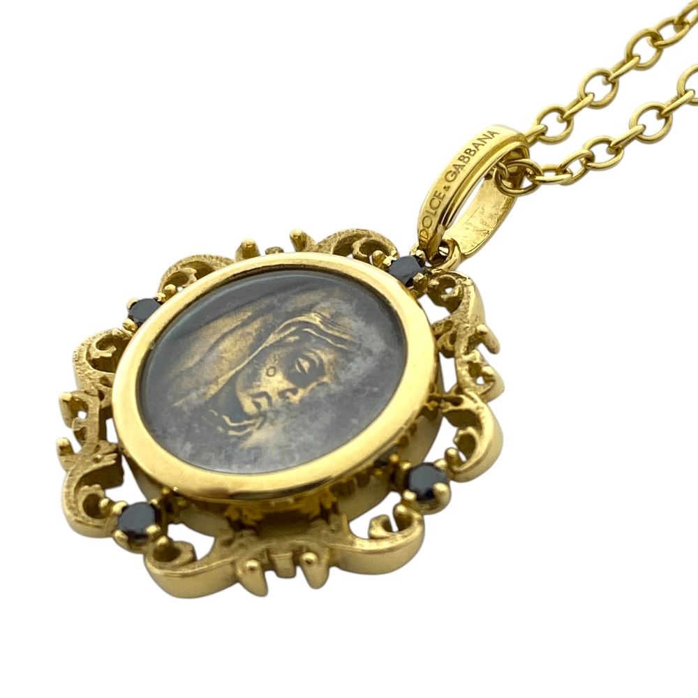 Dolce & Gabbana DG Mariamochi Necklace 750 18k Black Diamond Gold Gorgeous — view 4
