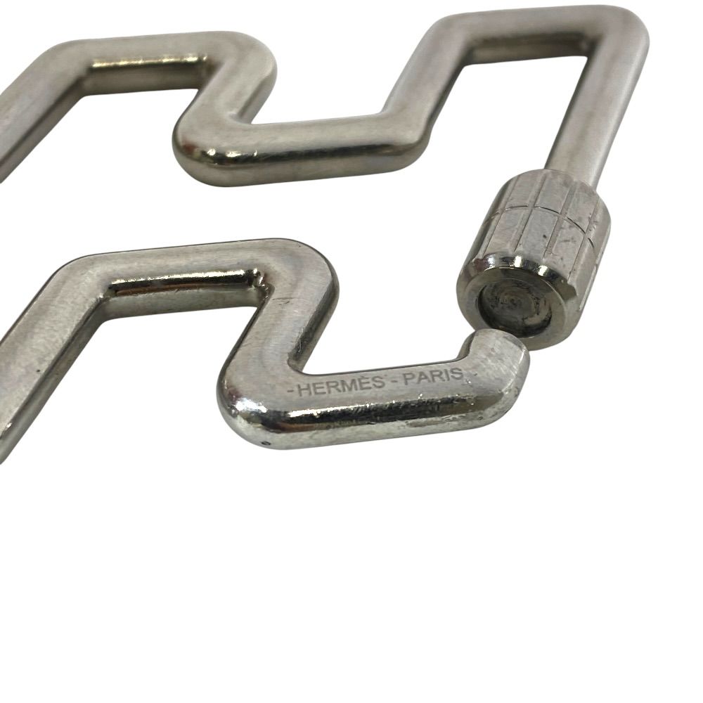 Hermes Too Speed Toe Charm Key Ring Key Holder Metal Silver Logo — view 5