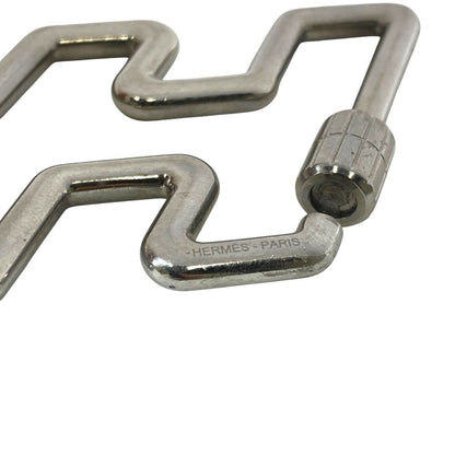 Hermes Too Speed Toe Charm Key Ring Key Holder Metal Silver Logo — view 5