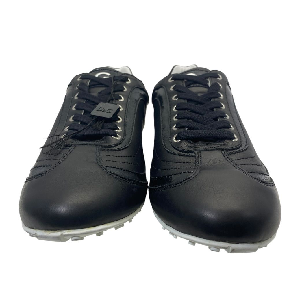 Dolce & Gabbana Swan Sneakers Low Cut Black Leather Logo & — view 2