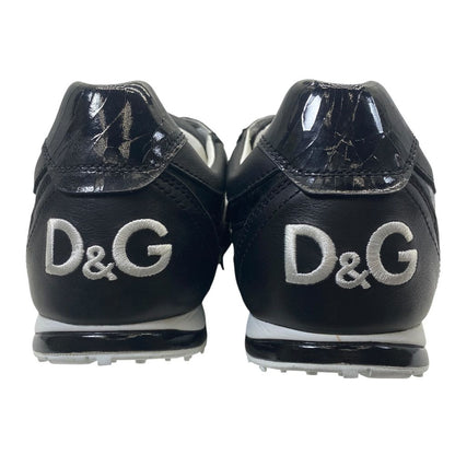 Dolce & Gabbana Swan Sneakers Low Cut Black Leather Logo & — view 4