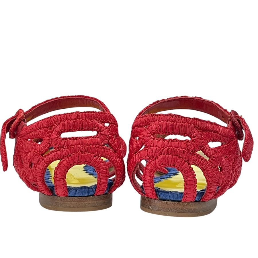 Dolce & Gabbana Raffia Sandals Braided Sling Back Flat Shoes D&G & 35.5 Natural — view 5