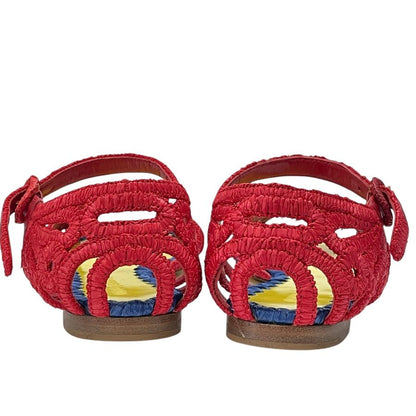 Dolce & Gabbana Raffia Sandals Braided Sling Back Flat Shoes D&G & 35.5 Natural — view 5