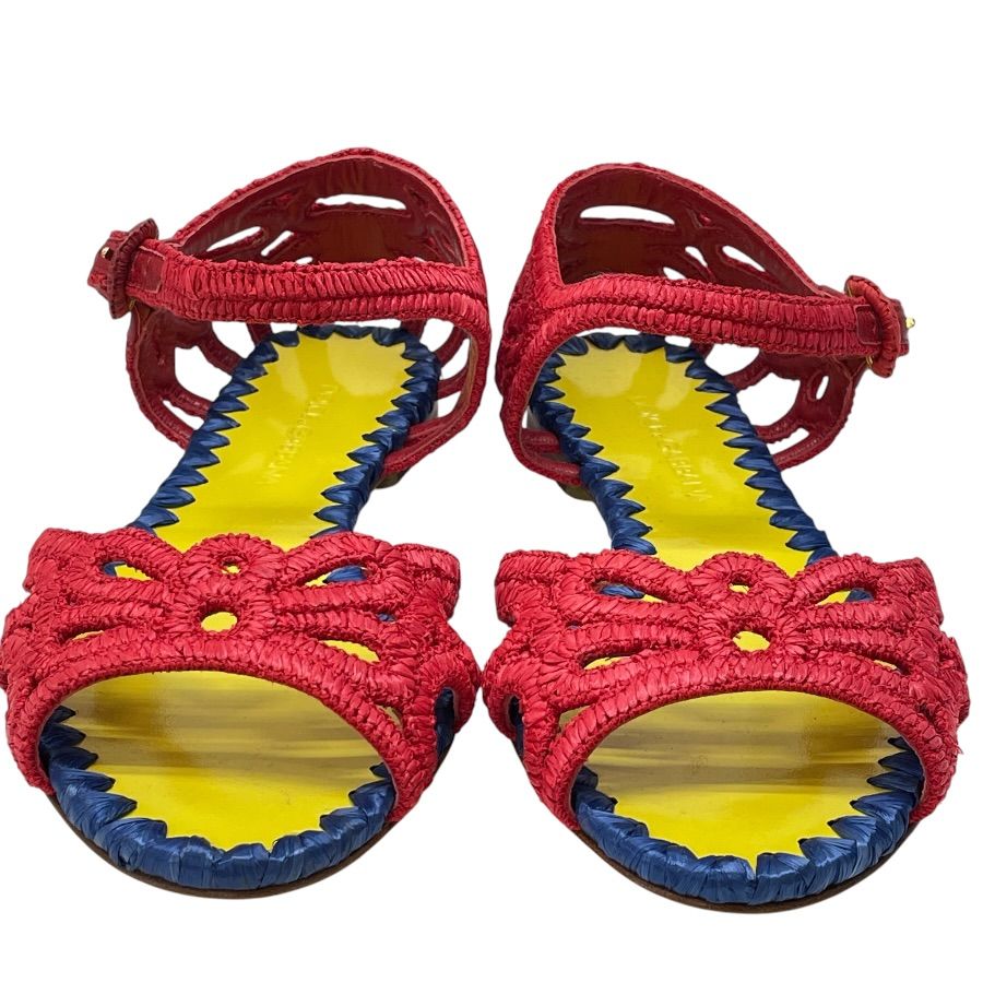 Dolce & Gabbana Raffia Sandals Braided Sling Back Flat Shoes D&G & 35.5 Natural — view 2