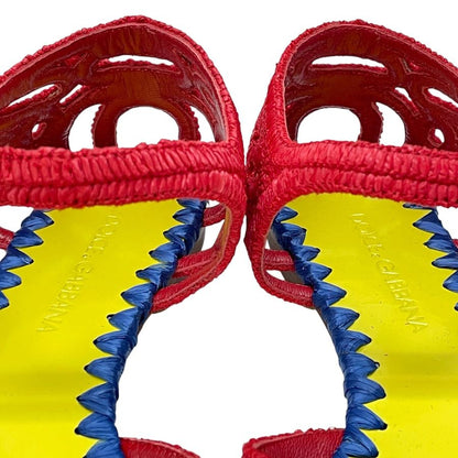 Dolce & Gabbana Raffia Sandals Braided Sling Back Flat Shoes D&G & 35.5 Natural — view 6