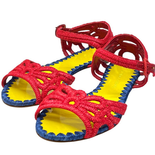 Dolce & Gabbana Raffia Sandals Braided Sling Back Flat Shoes D&G & 35.5 Natural
