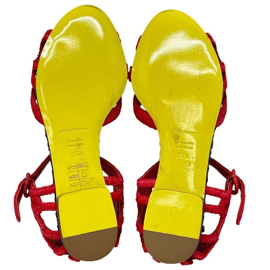 Dolce & Gabbana Raffia Sandals Braided Sling Back Flat Shoes D&G & 35.5 Natural — view 7