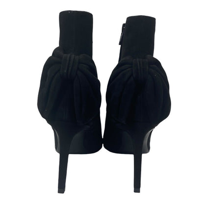 Saint Laurent Short Boots Pointed Toe Back Ribbon Pin Heels Suede Black 39 Mode — view 4