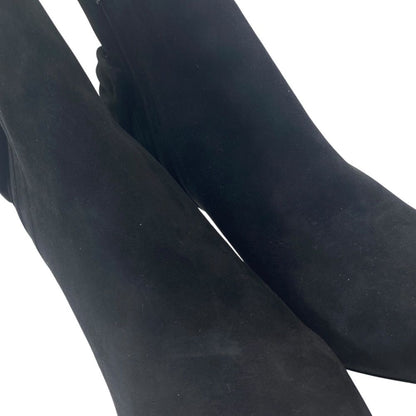 Saint Laurent Short Boots Pointed Toe Back Ribbon Pin Heels Suede Black 39 Mode — view 7