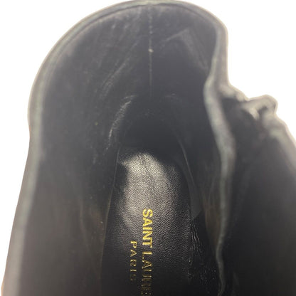 Saint Laurent Short Boots Pointed Toe Back Ribbon Pin Heels Suede Black 39 Mode — view 8