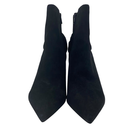 Saint Laurent Short Boots Pointed Toe Back Ribbon Pin Heels Suede Black 39 Mode — view 2