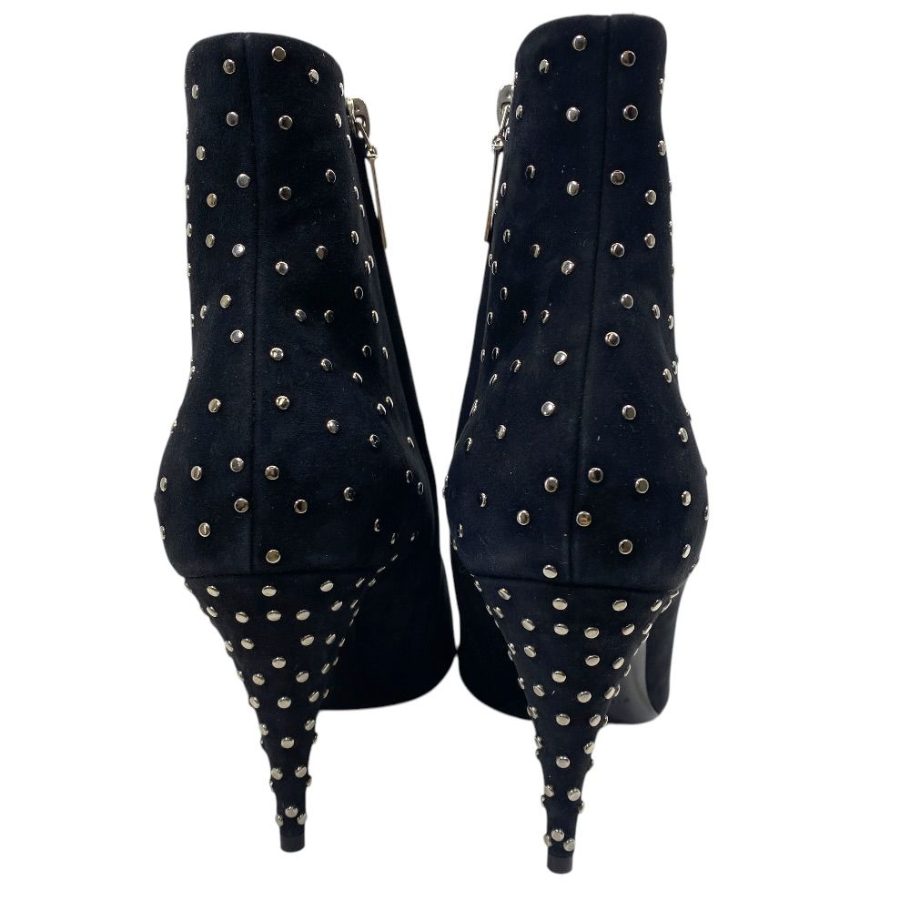 Saint Laurent Short Boots Pointed Toe Studs Suede Black — view 4