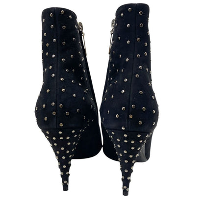 Saint Laurent Short Boots Pointed Toe Studs Suede Black — view 4