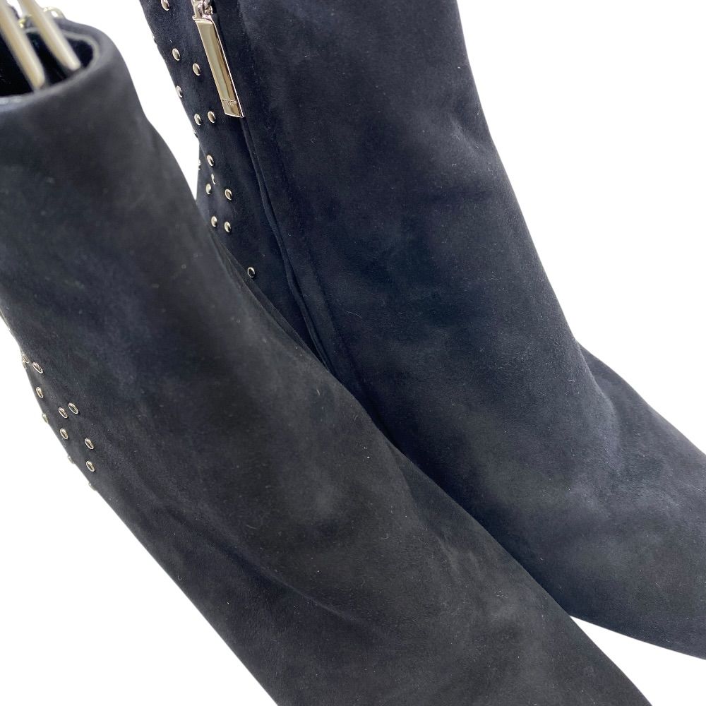 Saint Laurent Short Boots Pointed Toe Studs Suede Black — view 7