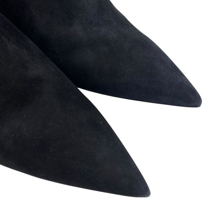 Saint Laurent Short Boots Pointed Toe Studs Suede Black — view 6