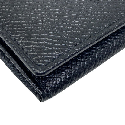 Bvlgari Coin Purse Card Case Logo Gray Leather Black Mini Wallet Daily Compact — view 4