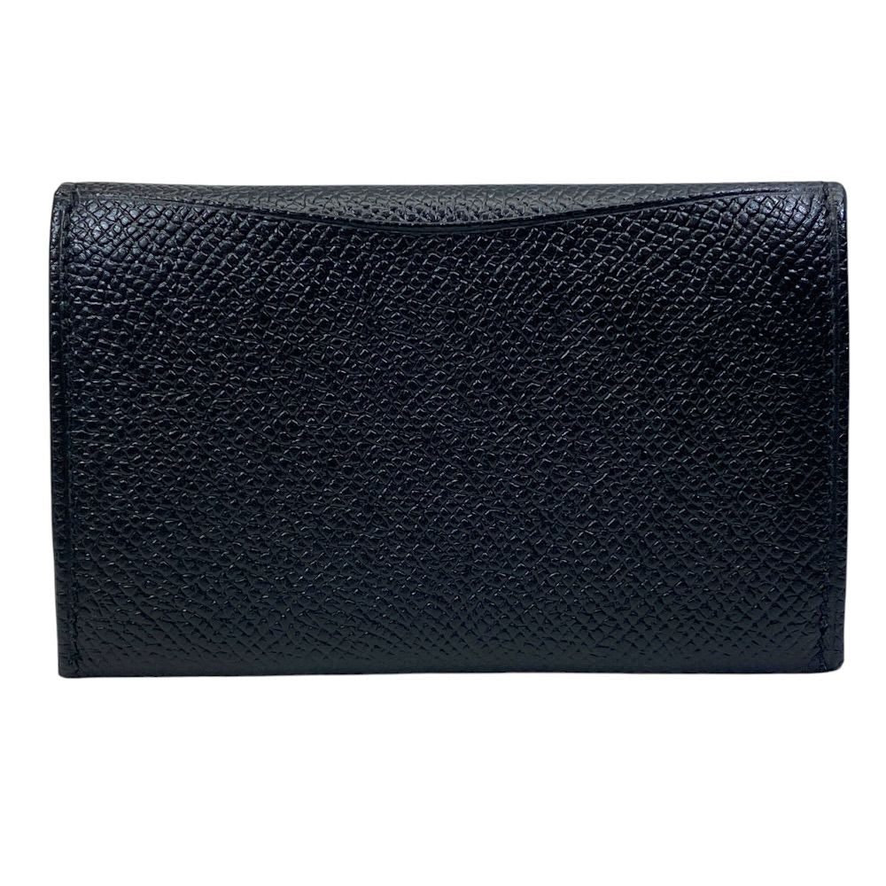 Bvlgari Coin Purse Card Case Logo Gray Leather Black Mini Wallet Daily Compact — view 2