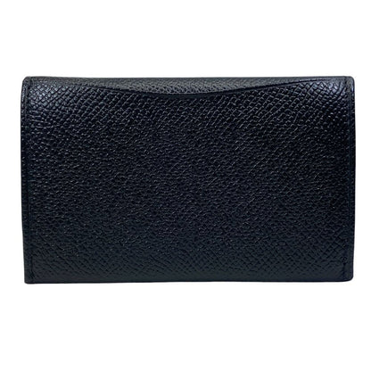 Bvlgari Coin Purse Card Case Logo Gray Leather Black Mini Wallet Daily Compact — view 2