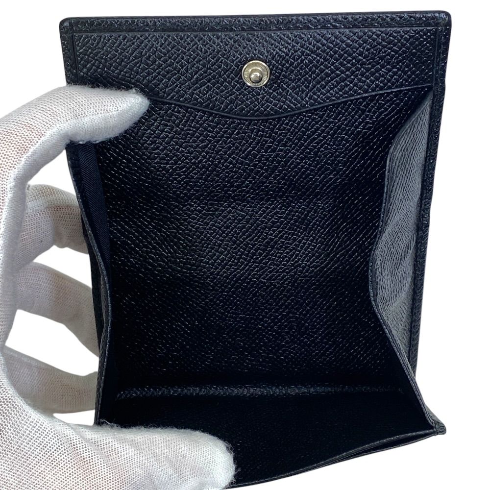 Bvlgari Coin Purse Card Case Logo Gray Leather Black Mini Wallet Daily Compact — view 6