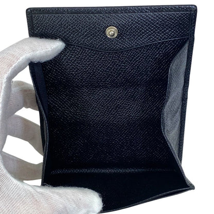 Bvlgari Coin Purse Card Case Logo Gray Leather Black Mini Wallet Daily Compact — view 6