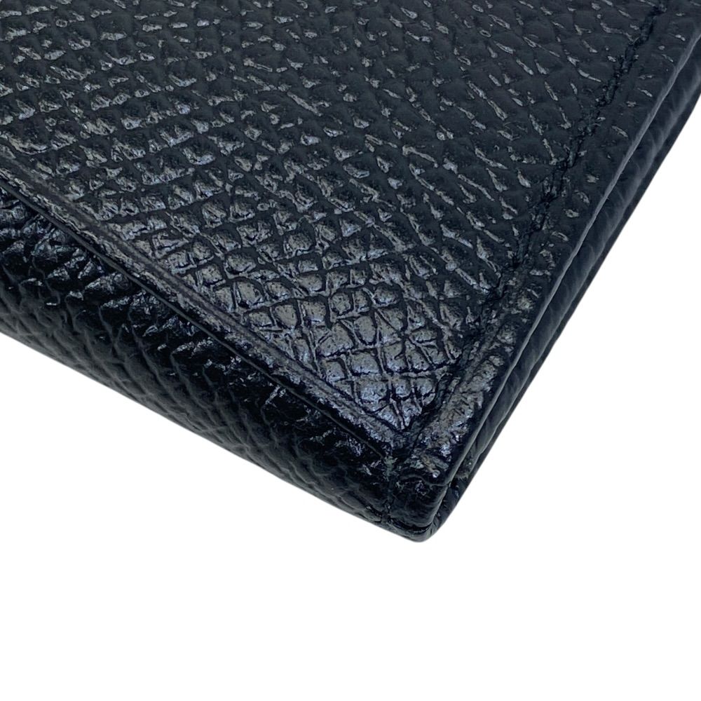 Bvlgari Coin Purse Card Case Logo Gray Leather Black Mini Wallet Daily Compact — view 3