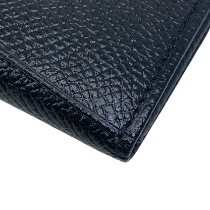 Bvlgari Coin Purse Card Case Logo Gray Leather Black Mini Wallet Daily Compact — view 3
