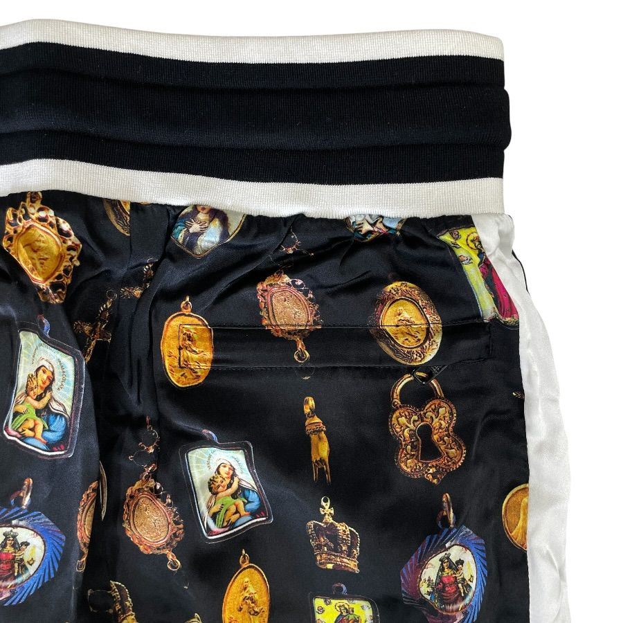 Dolce & Gabbana Jogger Pants Track All Over Pattern Silk Black Gypddt D&G & 44: — view 7