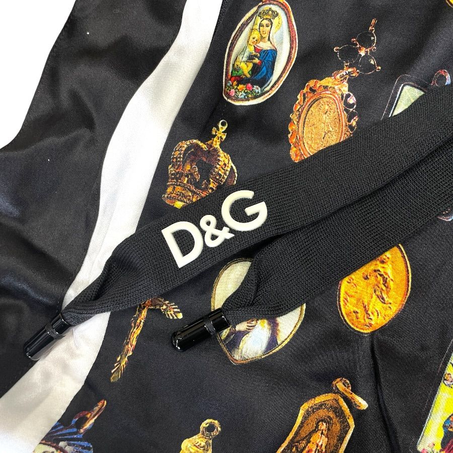 Dolce & Gabbana Jogger Pants Track All Over Pattern Silk Black Gypddt D&G & 44: — view 5