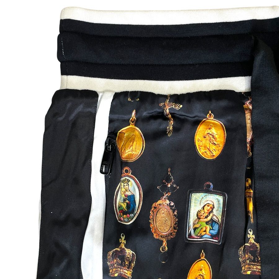 Dolce & Gabbana Jogger Pants Track All Over Pattern Silk Black Gypddt D&G & 44: — view 2