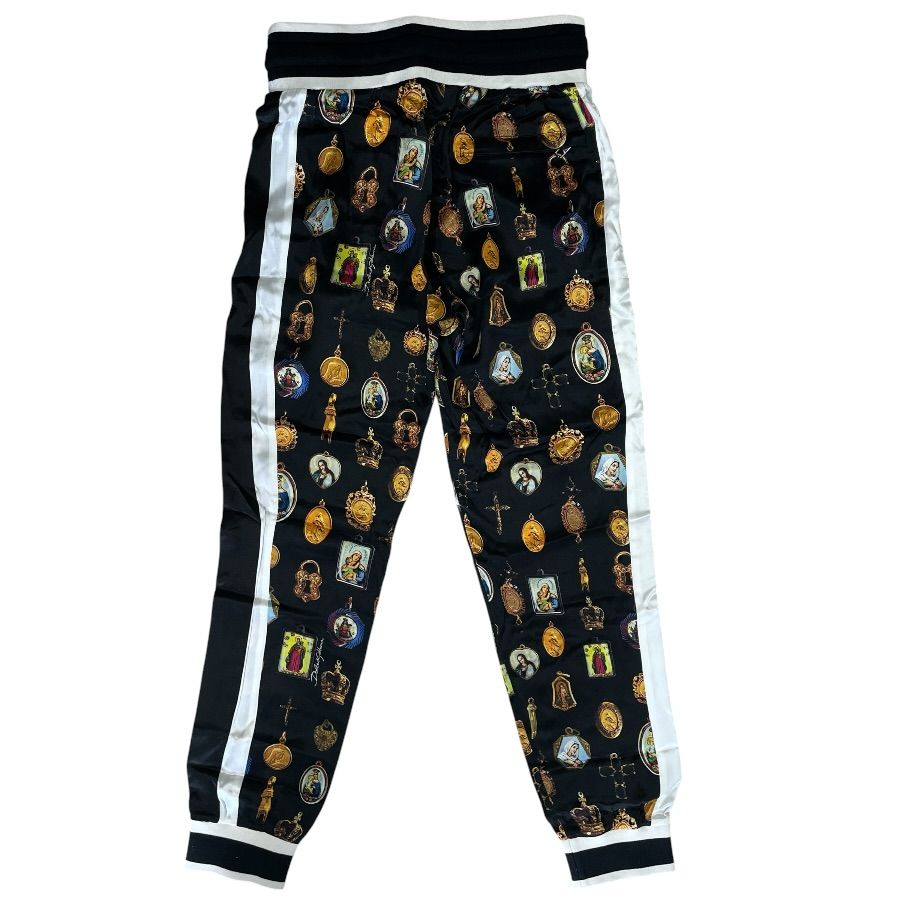 Dolce & Gabbana Jogger Pants Track All Over Pattern Silk Black Gypddt D&G & 44: — view 6