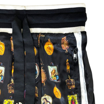 Dolce & Gabbana Jogger Pants Track All Over Pattern Silk Black Gypddt D&G & 44: — view 3
