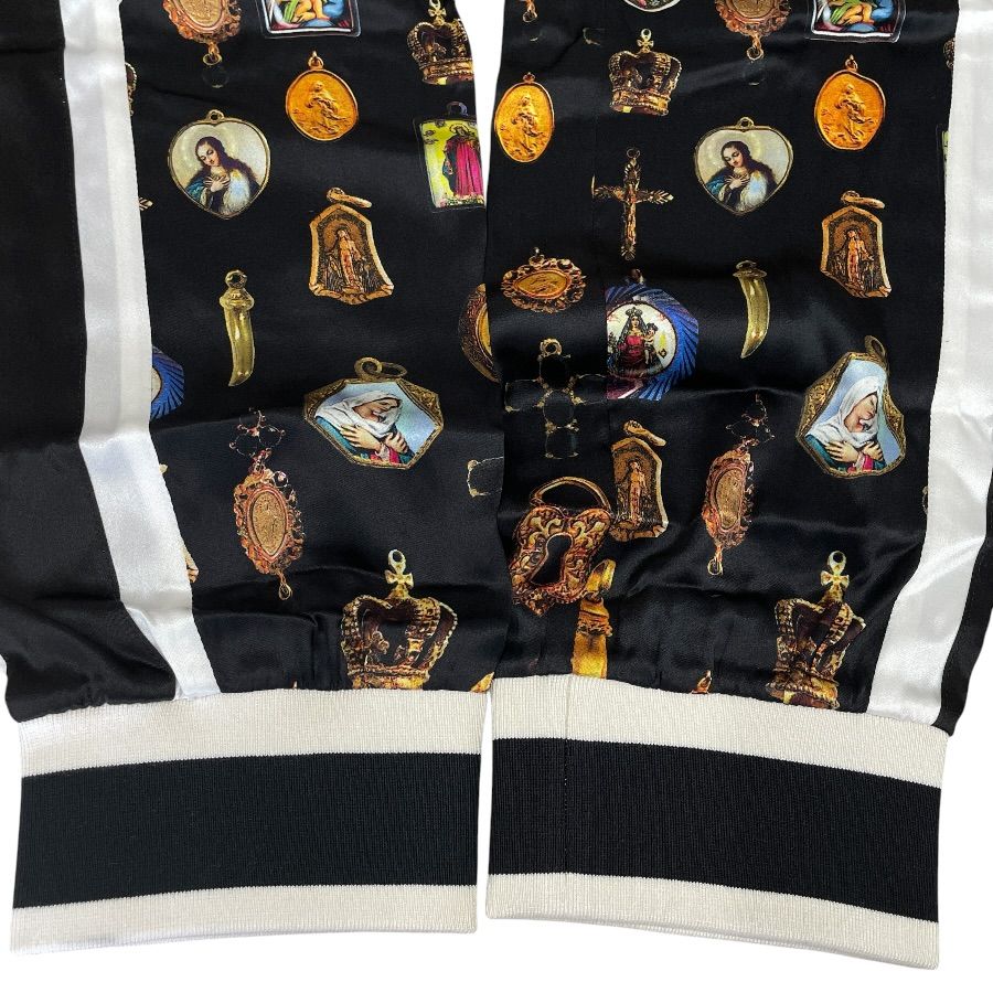 Dolce & Gabbana Jogger Pants Track All Over Pattern Silk Black Gypddt D&G & 44: — view 4