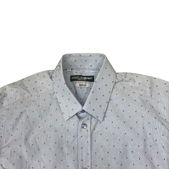 Dolce & Gabbana Martini Shirt Long Sleeve Striped All Over Pattern Blue Red D&G — view 5