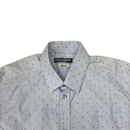Dolce & Gabbana Martini Shirt Long Sleeve Striped All Over Pattern Blue Red D&G — view 5