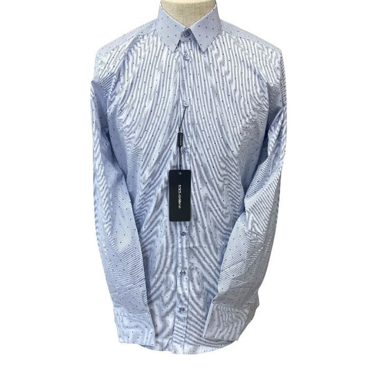 Dolce & Gabbana Martini Shirt Long Sleeve Striped All Over Pattern Blue Red D&G