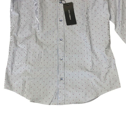 Dolce & Gabbana Martini Shirt Long Sleeve Striped All Over Pattern Blue Red D&G — view 7