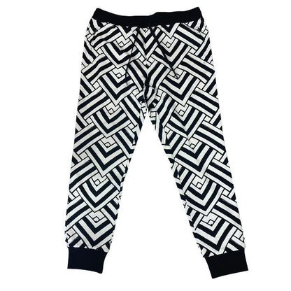 Dolce & Gabbana Jogger Pants Sweatshirt Trousers Geometric Pattern Black Gypddt