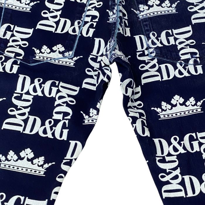 Dolce & Gabbana Printed Skinny Jeans DG Logo Crown Pants Navy White D&G & 46: — view 9