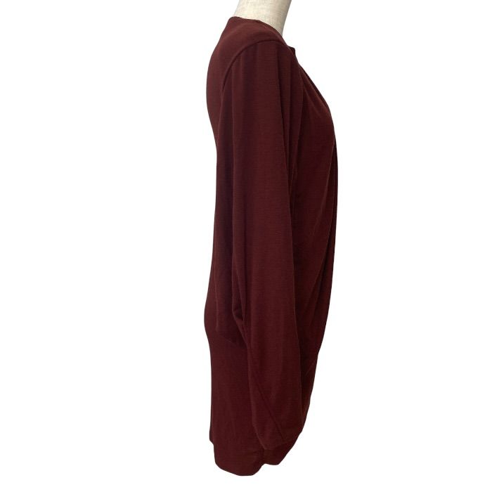 Saint Laurent Drape Mini Dress Shoulder Padded Long Sleeve Cles Wool 36: Mode — view 4