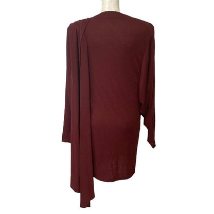 Saint Laurent Drape Mini Dress Shoulder Padded Long Sleeve Cles Wool 36: Mode — view 3
