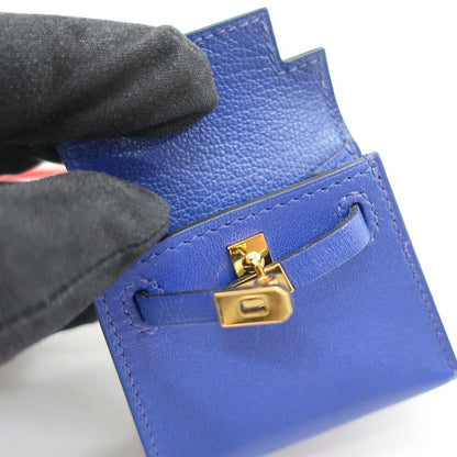Hermes Heaven Kelly Twill Charm Blue Electric Tadelakt Gold Leather — view 7