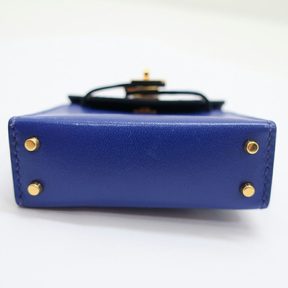 Hermes Heaven Kelly Twill Charm Blue Electric Tadelakt Gold Leather — view 5